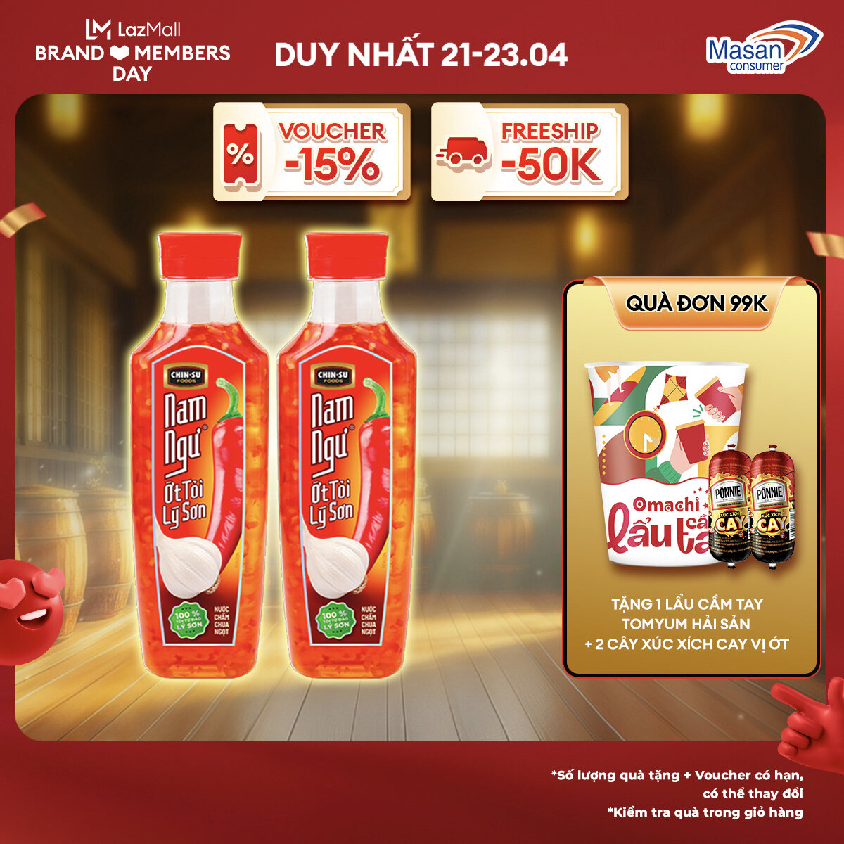 [15-17.4 Voucher 18% CHO ĐƠN TỪ 199k]Combo 2 Nước Mắm Nam Ngư Ớt Tỏi Lý Sơn Chai 300ml