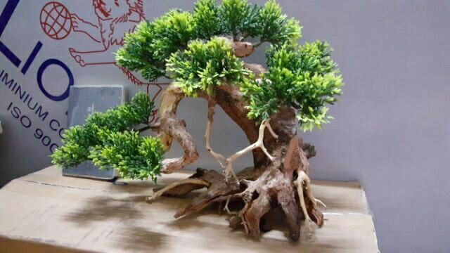 Cây bonsai lá nhựa trang trí hồ bể cá. phụ kiện hồ cá cây cảnh trang trí hồ cá