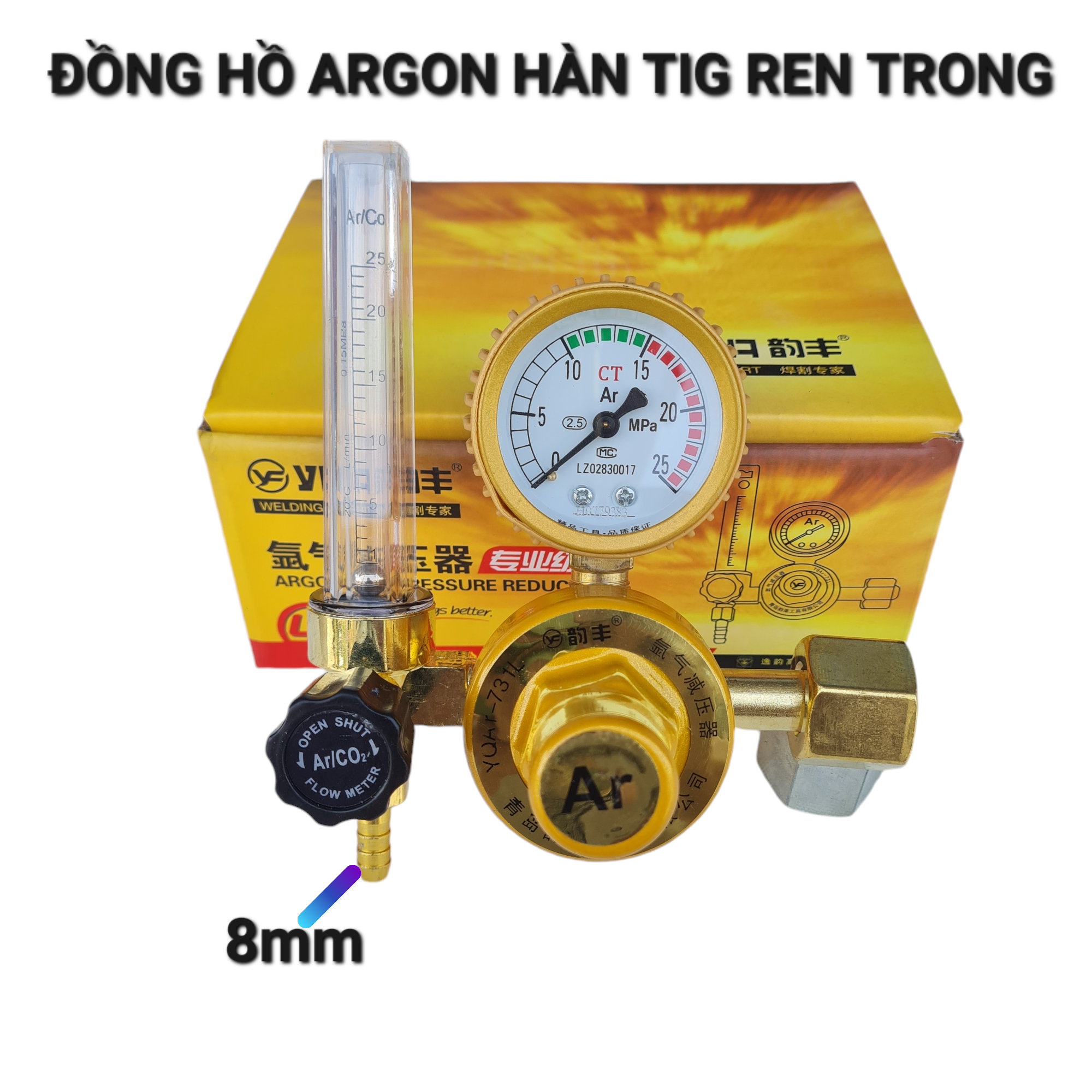 Đồng hồ Argon hàn Tig_Van điều áp bình khí Argon_Đồng hồ Argon