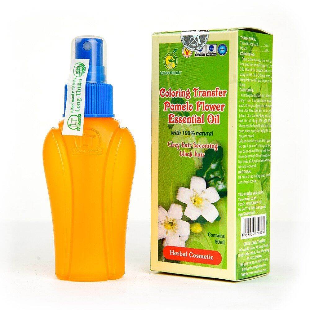 Tinh Dầu Hoa Bưởi Chuyển Màu Long Thuận - Chai 80ml - Giúp tóc bạc chuyển thành tóc đen