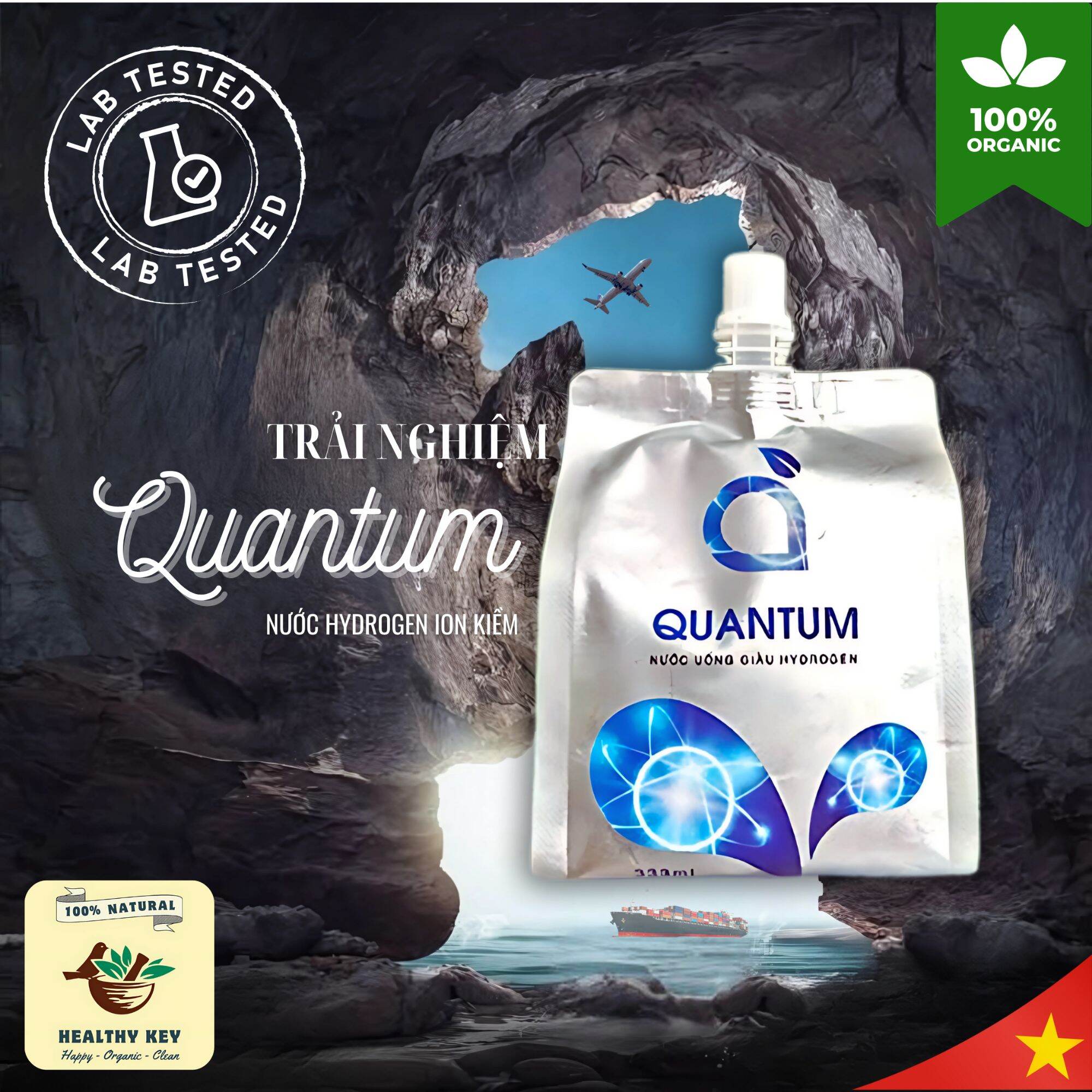 [Organic] Nước giàu hydrogen Quantum trung hòa axit, bù nước, ngăn ngừa oxy hóa 10 gói 350mL