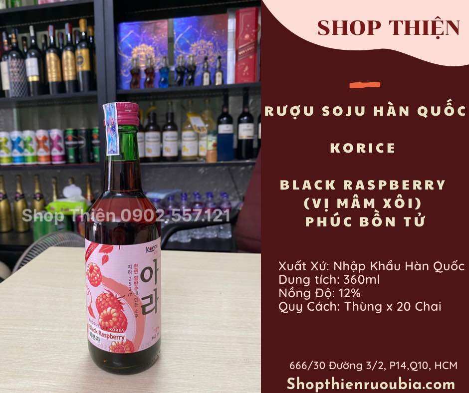 Soju Hàn Quốc KORICE 360ml-Vị Mâm Xôi ( Phúc Bồn Tử)