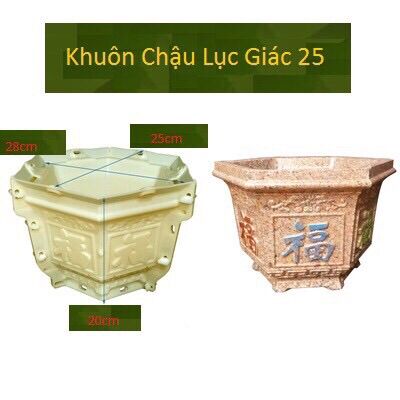 Khuôn đúc chậu cảnh lục giác 25 mẫu chữ hán nhựa abs có lòng trong