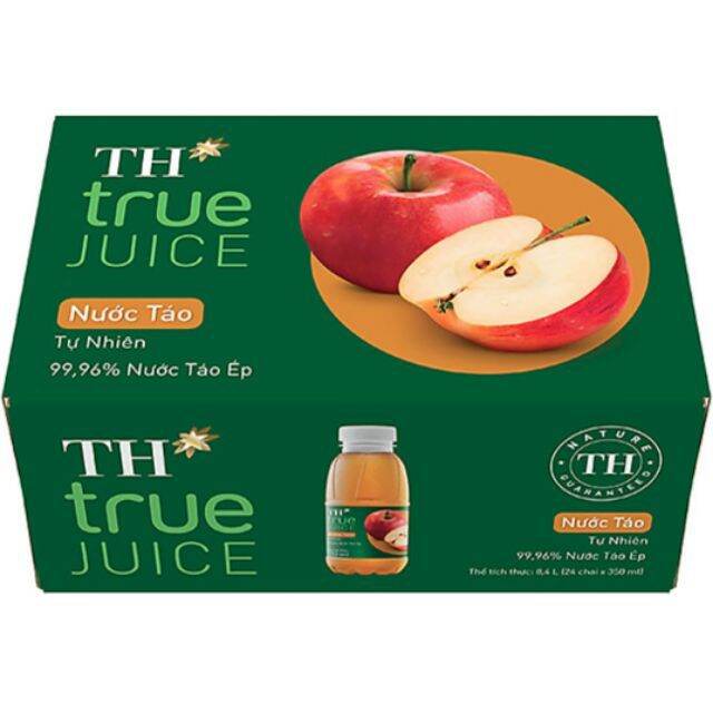 [HCM]Thùng nước ép TH true JUICE 350ml × 24 chai ( Táo tự nhiên / Táo đào / Táo gấc / Cam )