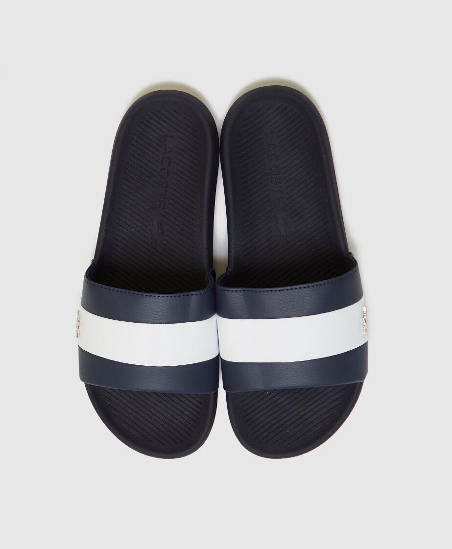 Dép Lacoste nam croco Navy in gold croc