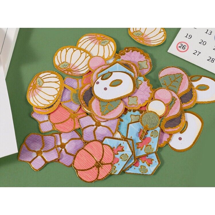 Set 40 miếng dán sticker phũ nhũ vàng trang trí