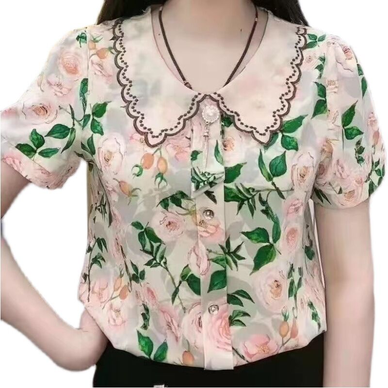 Áo Chiffon Trang Phục Cho Mẹ Trung Niên Thời Trang Cho Nữ Áo Mẫu Hot Tiktok Trẻ Trung Che Thịt Trẻ Trung Mùa Hè Mẫu Mới 2023