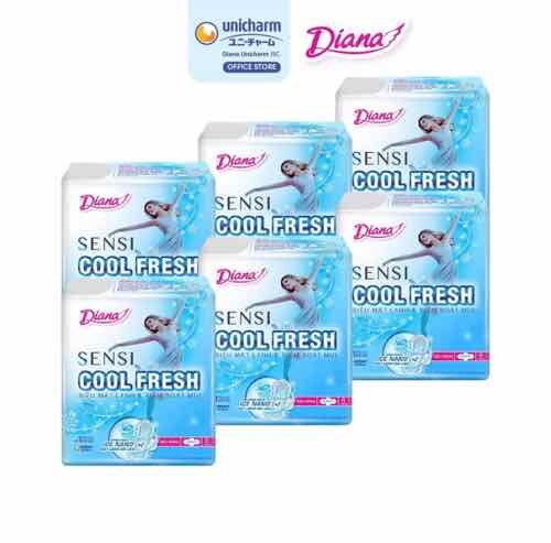 lốc 6 gói bvs  Diana  siêu mỏng cánh Sensi Cool Fresh (gói 8 miếng)
