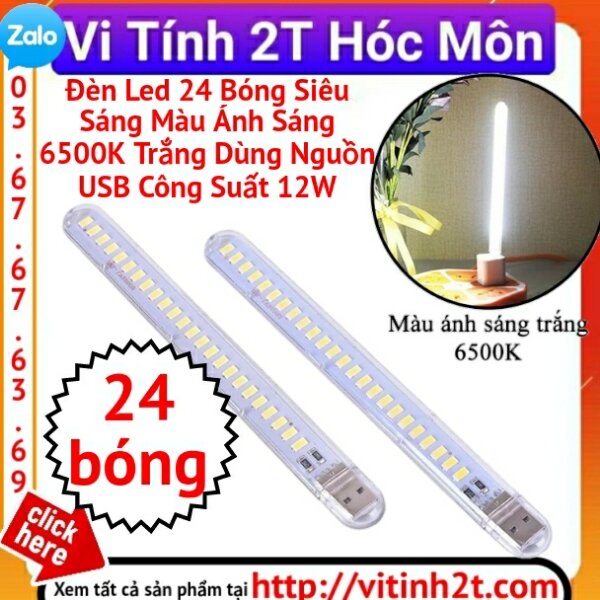 Đèn led 24 bóng siêu sáng màu ánh sáng 6500k trắng dùng nguồn usb công suất 12w