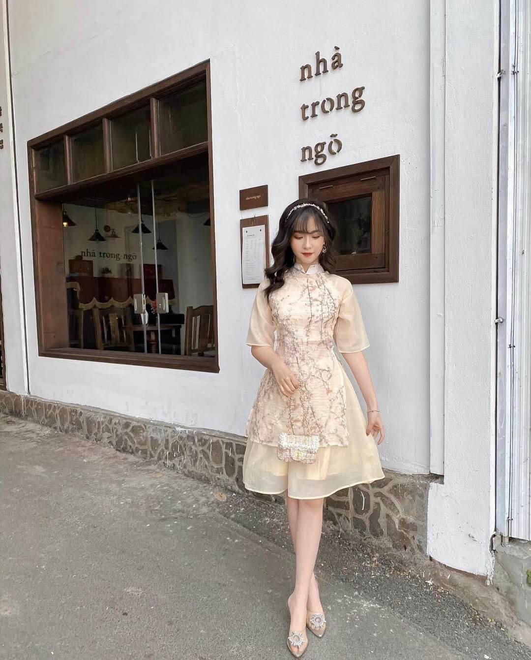 Áo dài cách tân nữ váy ngắn cao cấp