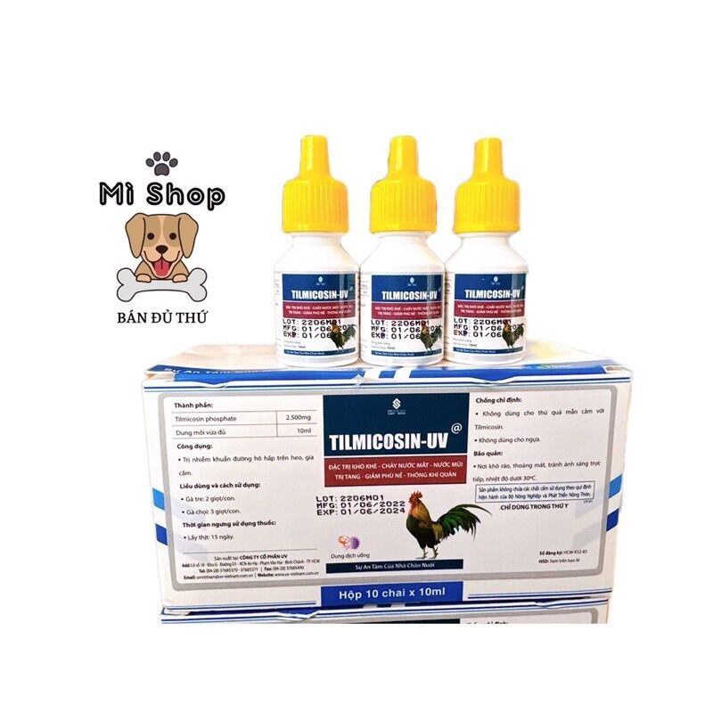 Tilmicosin sổ mũi, khò khè, sưng mặt, phù đầu gà đá, chim cảnh 10ml