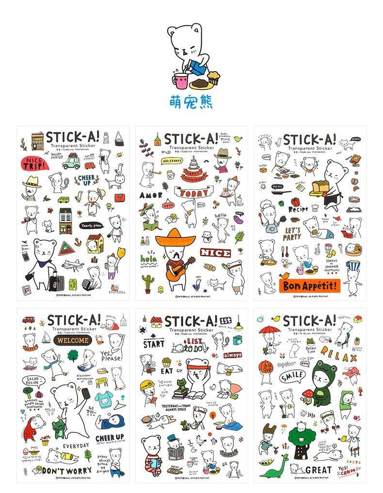 Set 6 tấm Transparent sticker trang trí