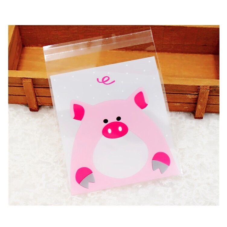 [HCM]Set 50 túi đựng bánh cookie quà tặng chú heo hồng 10 x 10 cm