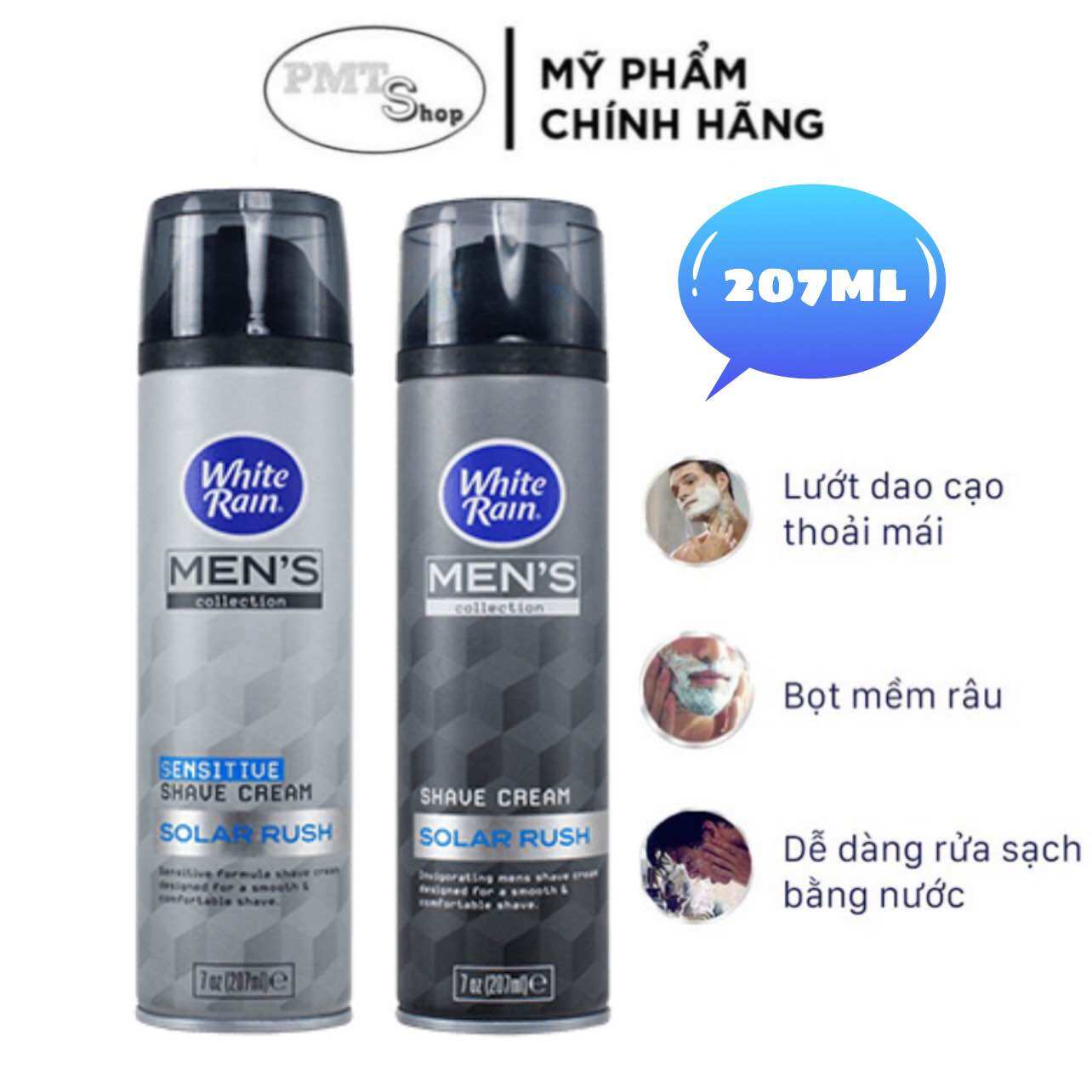 Kem Bọt cạo râu White Rain Men's Collection Shave Cream Solar Rush 207ml