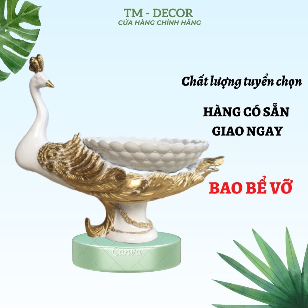 Bình hoa con công composite, lọ cắm hoa cao cấp, lọ hoa trang trí TM Decor