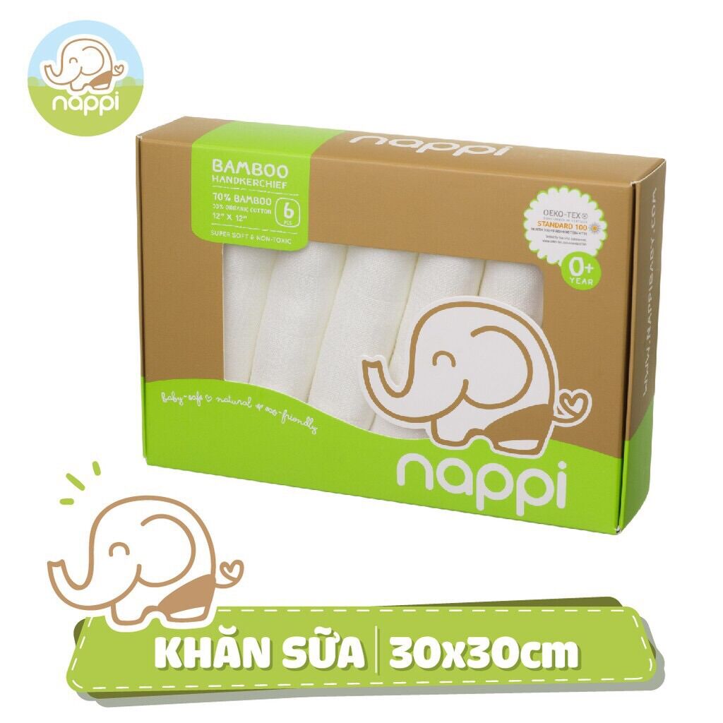 Khăn sữa sợi tre kháng khuẩn nappi kích thước 30x30cm