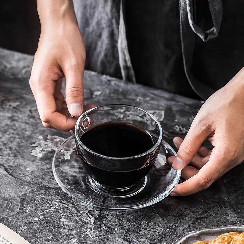 Bộ tách trà thuỷ tinh đĩa kê 200ml CT4