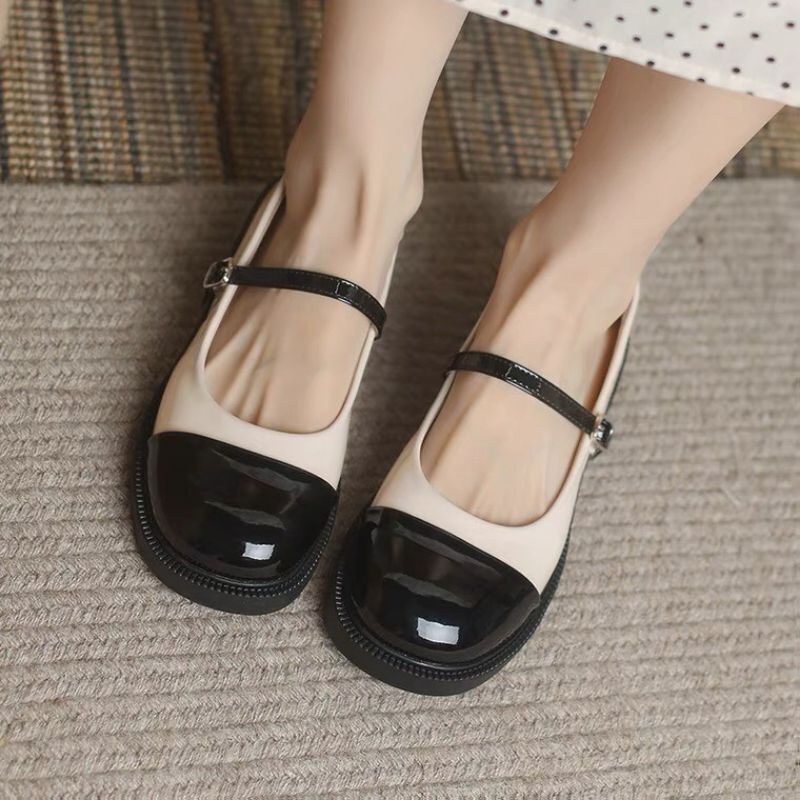 Giày búp bê nữ giày oxford mũi vuông da bóng đẹp mã 28