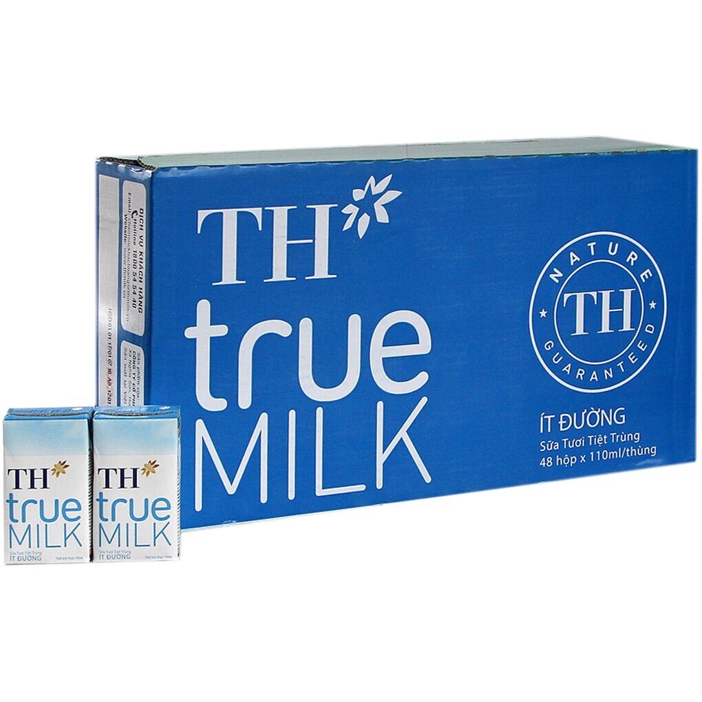 Thùng sữa TH 110ml có đường, ít đường