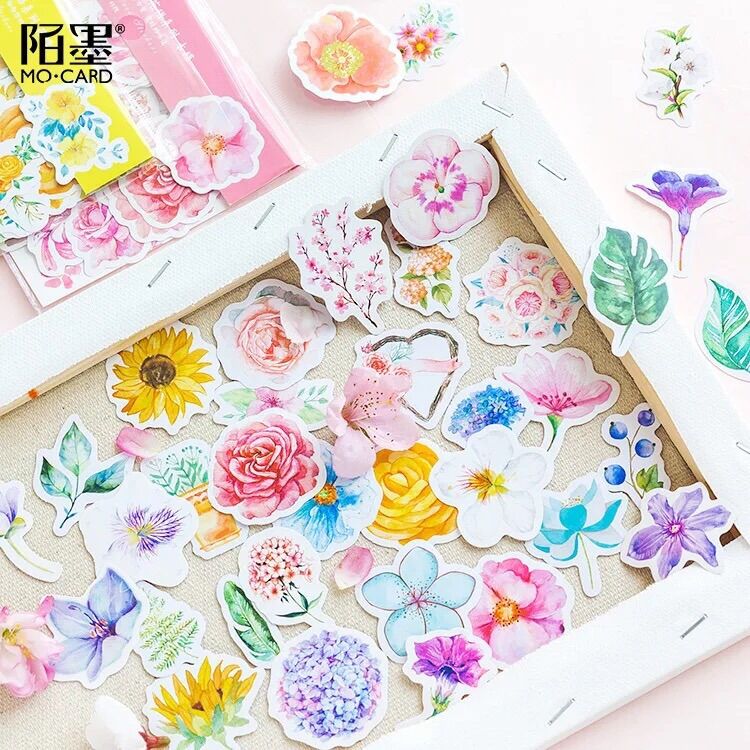 Set sticker hoa theo màu Mo•card 45pcs