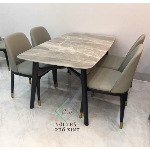 Bộ bàn ăn 4 ghế cao cấp đá ceramic