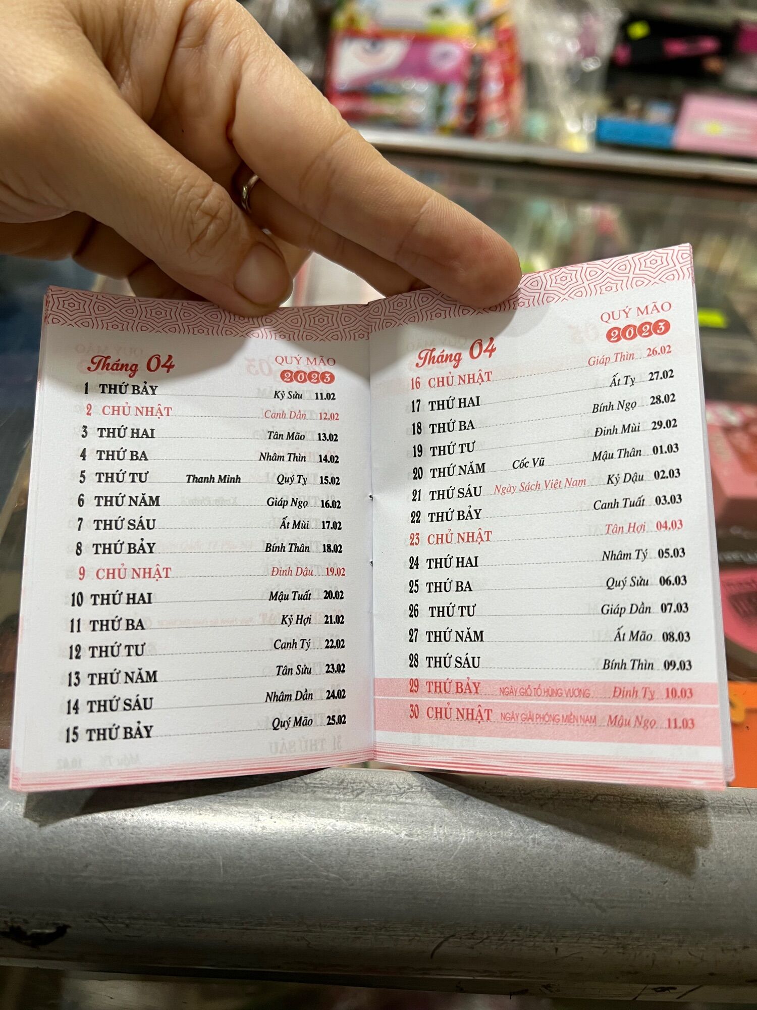 Lịch bỏ túi, lịch cầm tay mini 2024