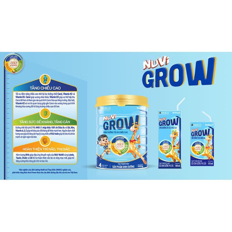 Sữa Pha Sẵn Nuvi Grow 110ml - Tăng Chiều Cao Cho Bé