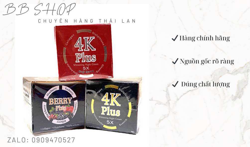 Kem 4k plus 5x thái lan dưỡng da, kem nền, serum, chống nắng