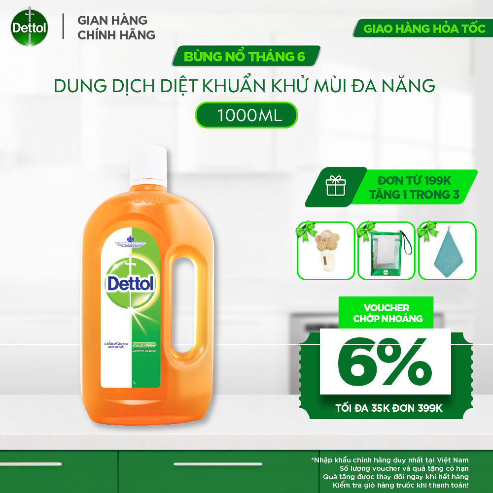 Dung Dịch Diệt Khuẩn Khử Mùi Đa Năng Dettol, Chai 1L