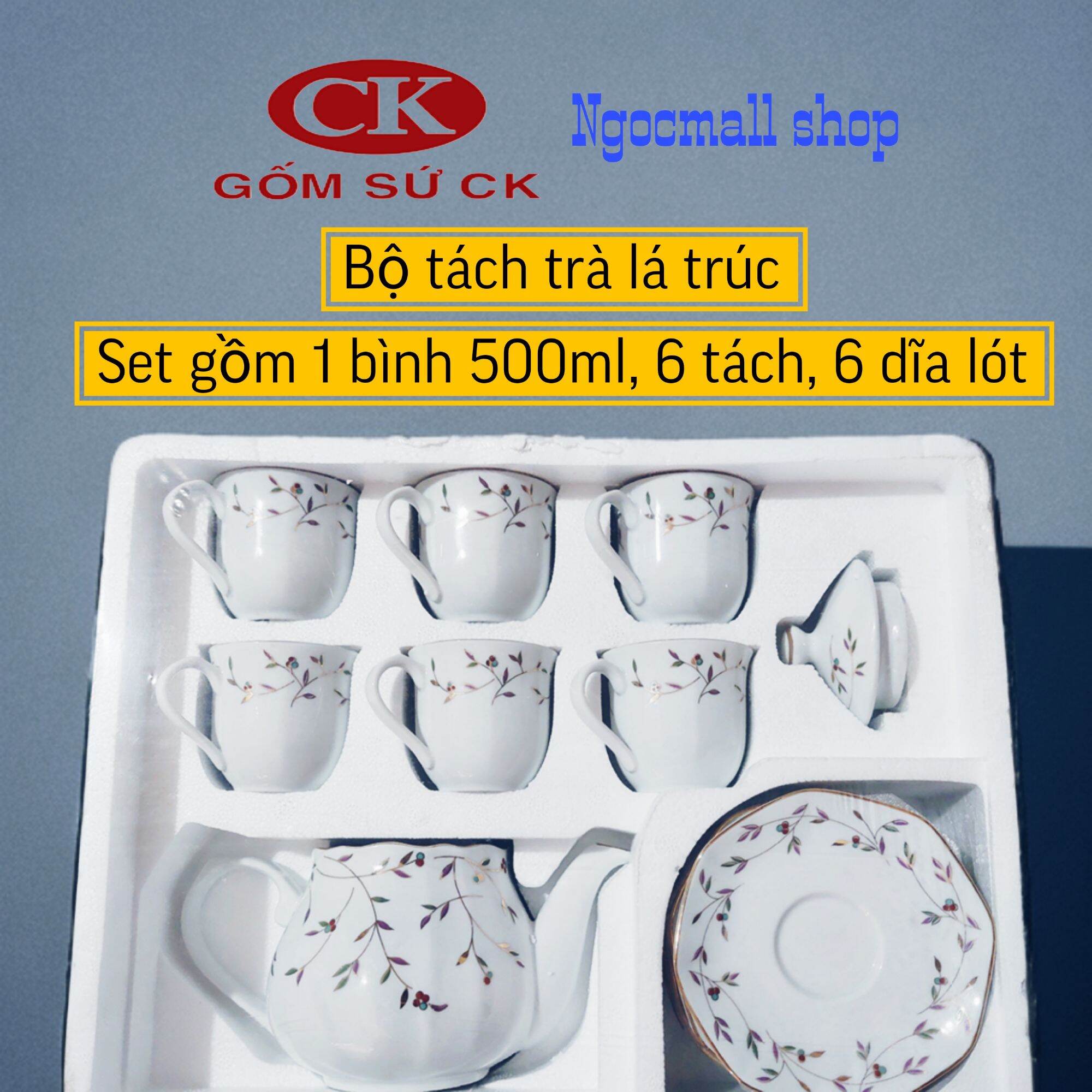 Bộ bình tách trà gốm sứ CK Việt Nam