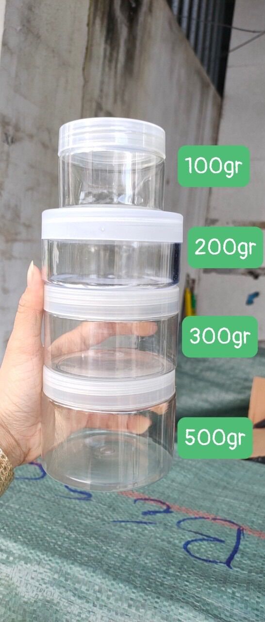 Hủ pét nắp trong 100ml-200ml-300ml-500ml