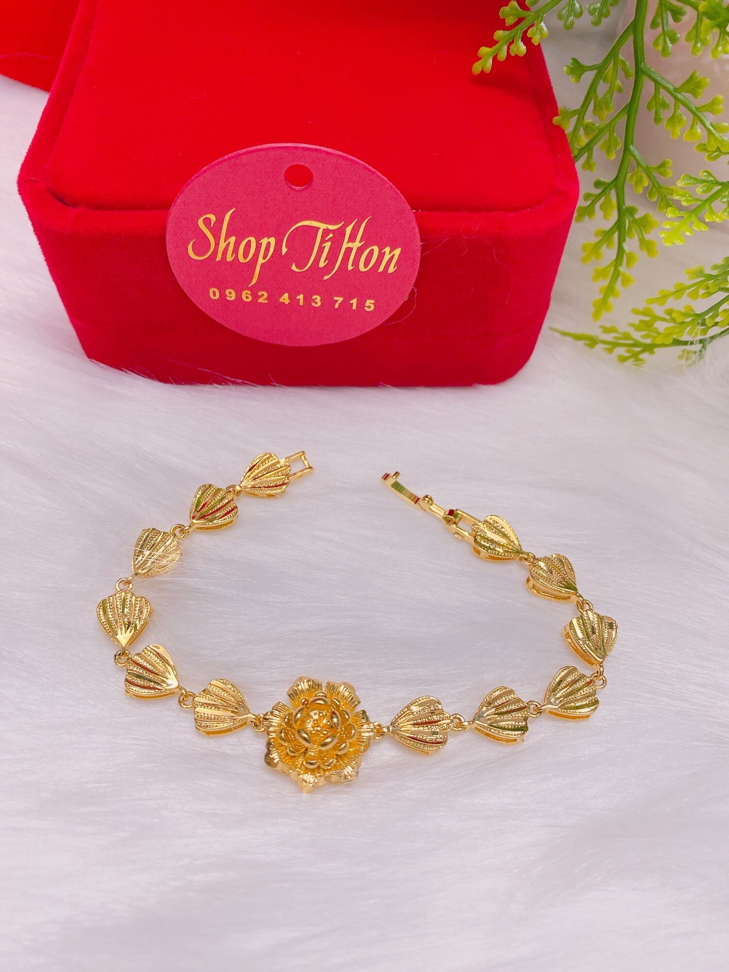 Lắc tay hoa mai cao cấp mạ vàng 18k mẫu mới