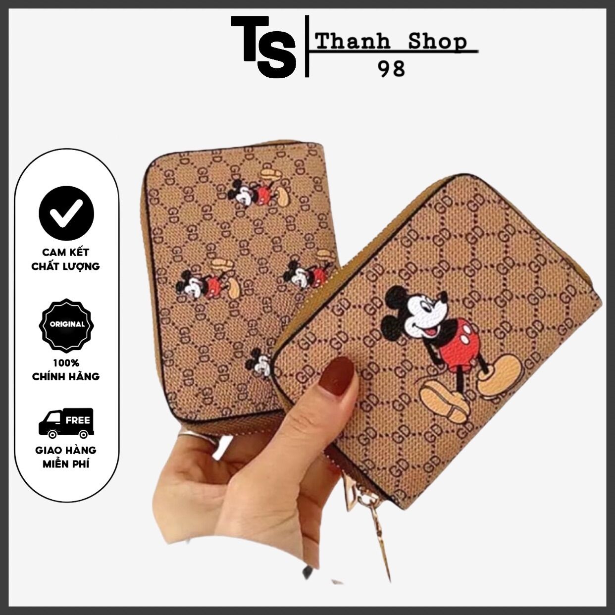 Ví ngắn cầm tay nữ hình chuột mickey