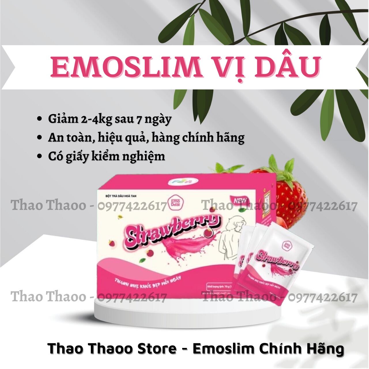 NƯỚC TRÁI CÂY GIẢM CÂN EMOSLIM VỊ DÂU DETOX THẢI MỠ - GIẢM CÂN AN TOÀN