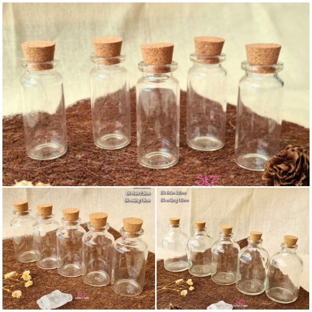 Set 5 lọ thủy tinh nút bần 10ml/20ml/60ml