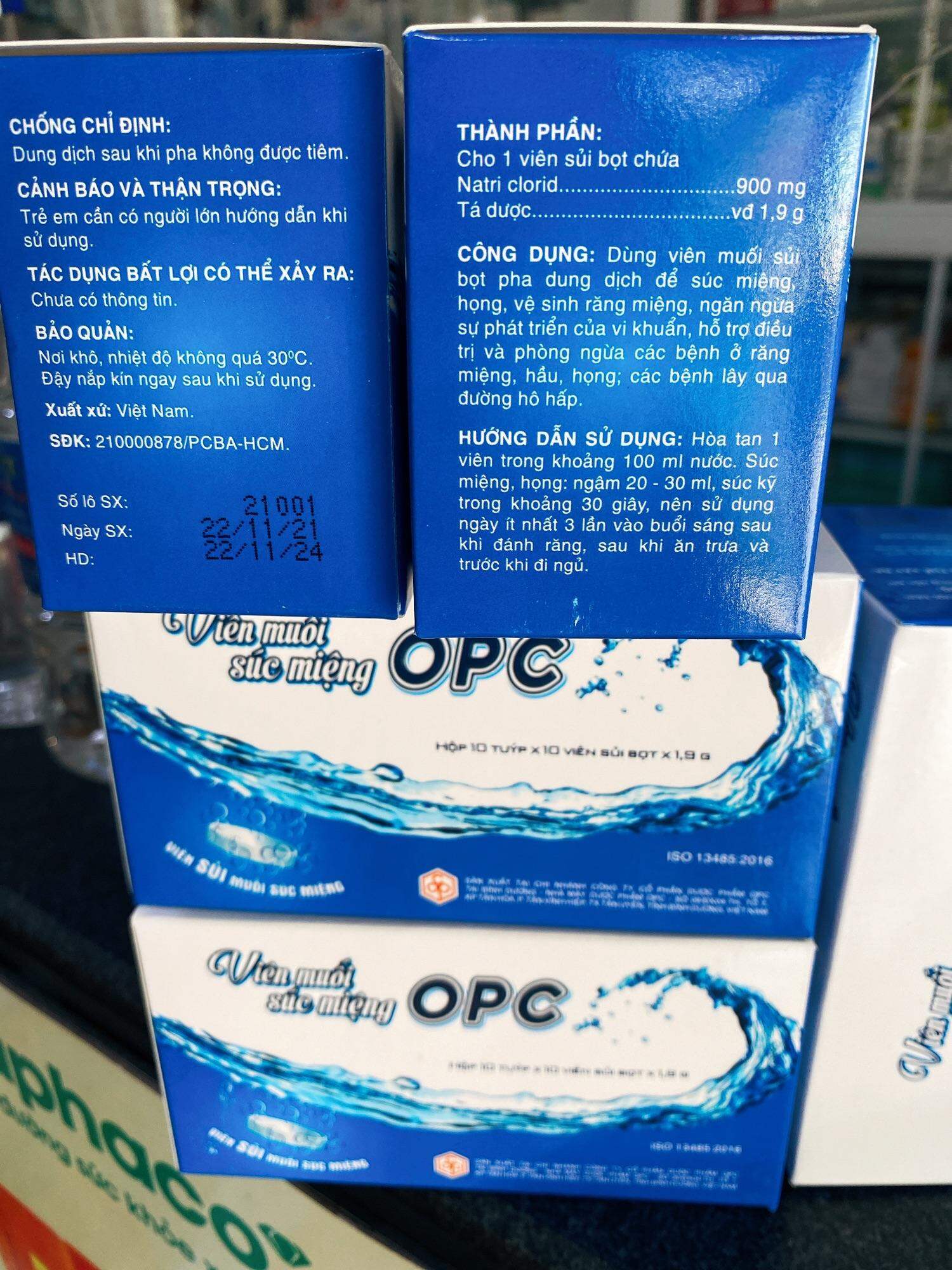 Viên Muối Súc Miệng OPC NaCl 0,9%[Tuýp 20 Viên Sủi Bọt] - Nước Muối Sinh Lý Dạng Viên Tự Pha Súc Miệng Vệ Sinh Hàng Ngày