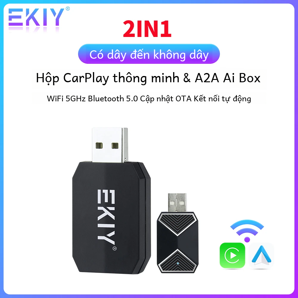 Ekiy Carplay Android Auto Box Dongle Có Dây Không Dây Cho Audi Toyota Mazda Nissan Chevrolet Suzuki 