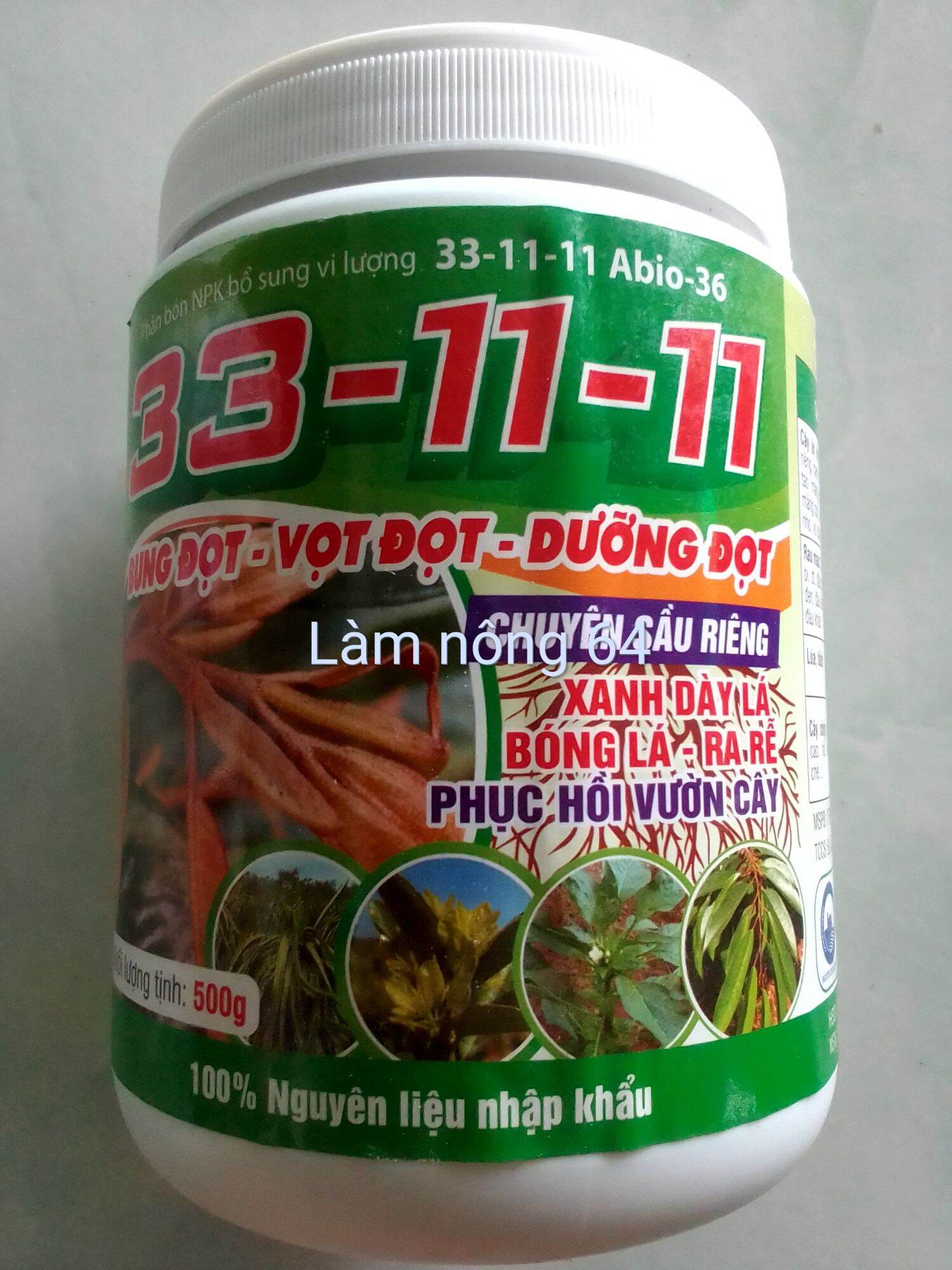Phân bón vi lượng 33-11-11, kl:500gam