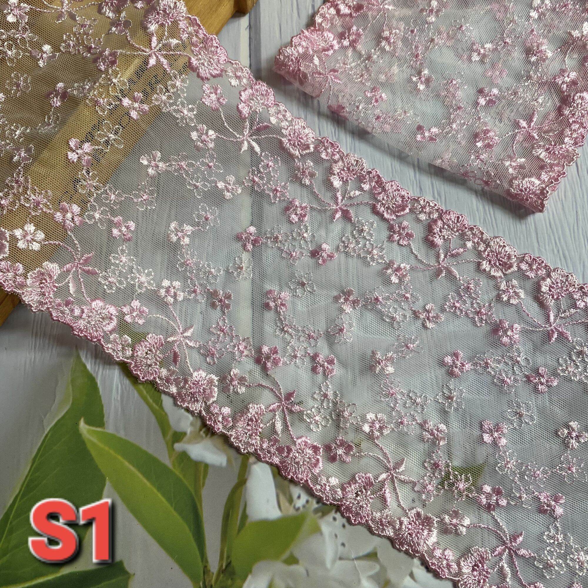 Ren lưới thêu 2 biên , phụ kiện may vá, bản rộng 13cm.