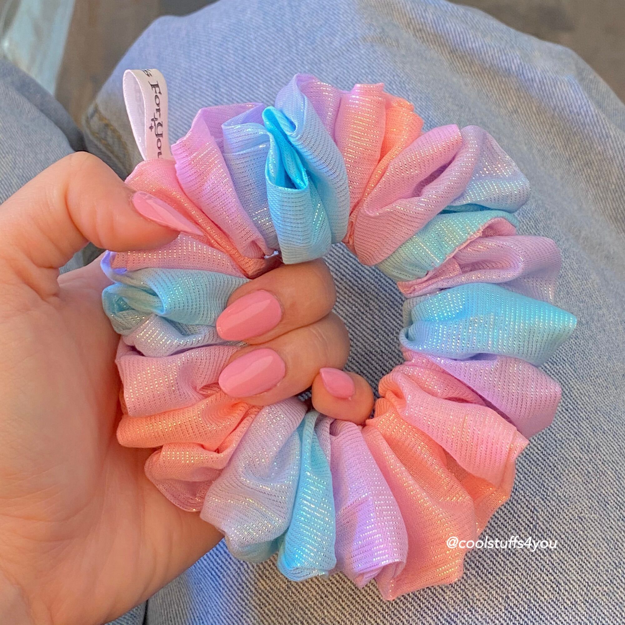 Buộc tóc scrunchies loang màu unicorn🦄size thường