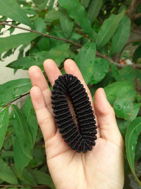 Túi 12 thun cột tóc sọc màu đen (bản 2-3cm)