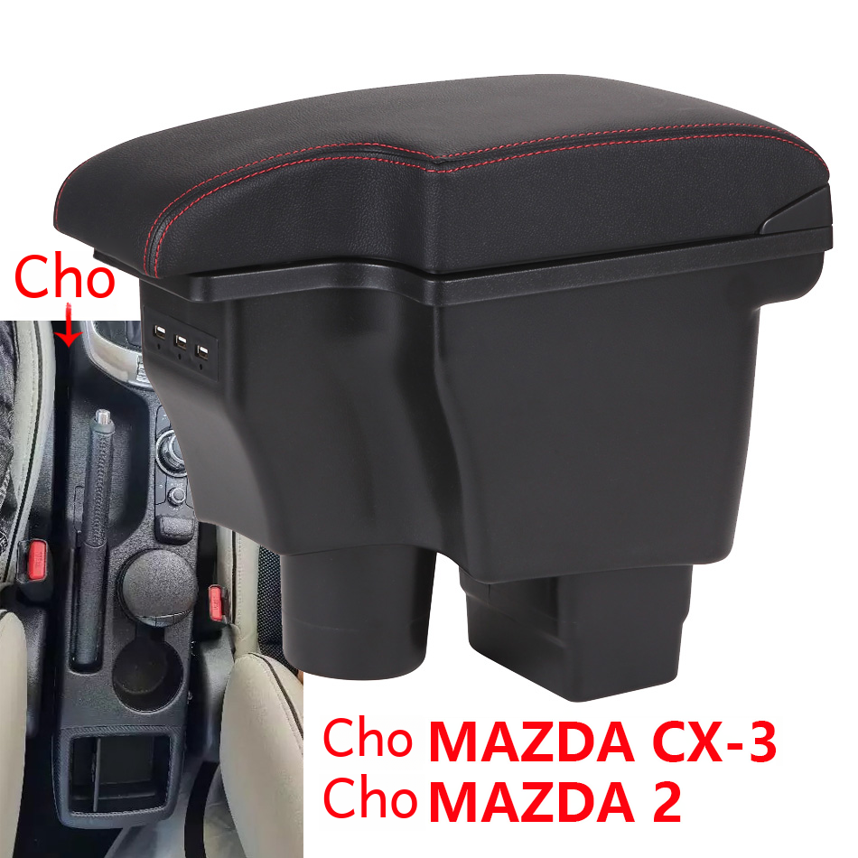 Mazda Cx-3 Retrofit Tay Hộp Bảo Quản Chức Năng USB Skyactiv Phụ Kiện Nội Thất Ô Tô Cho 2010-2018 Mẫu Da Nhựa ABS