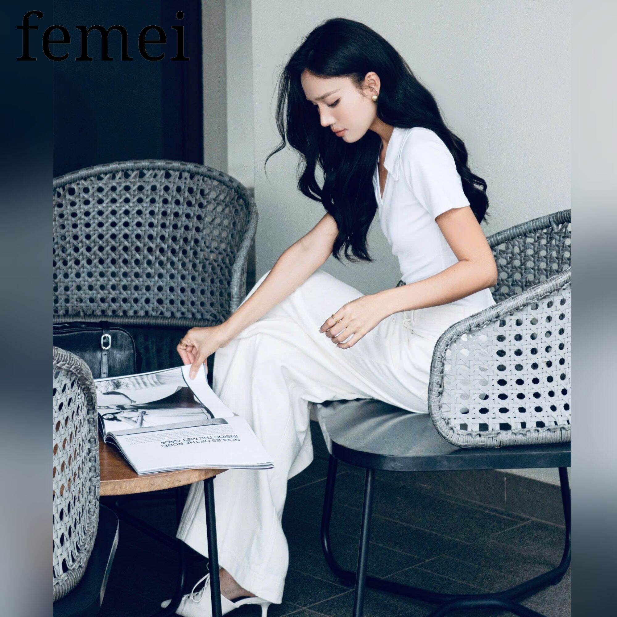 FEMEI - Quần kaki trắng nữ dài ống suông rộng lưng cao hot trend