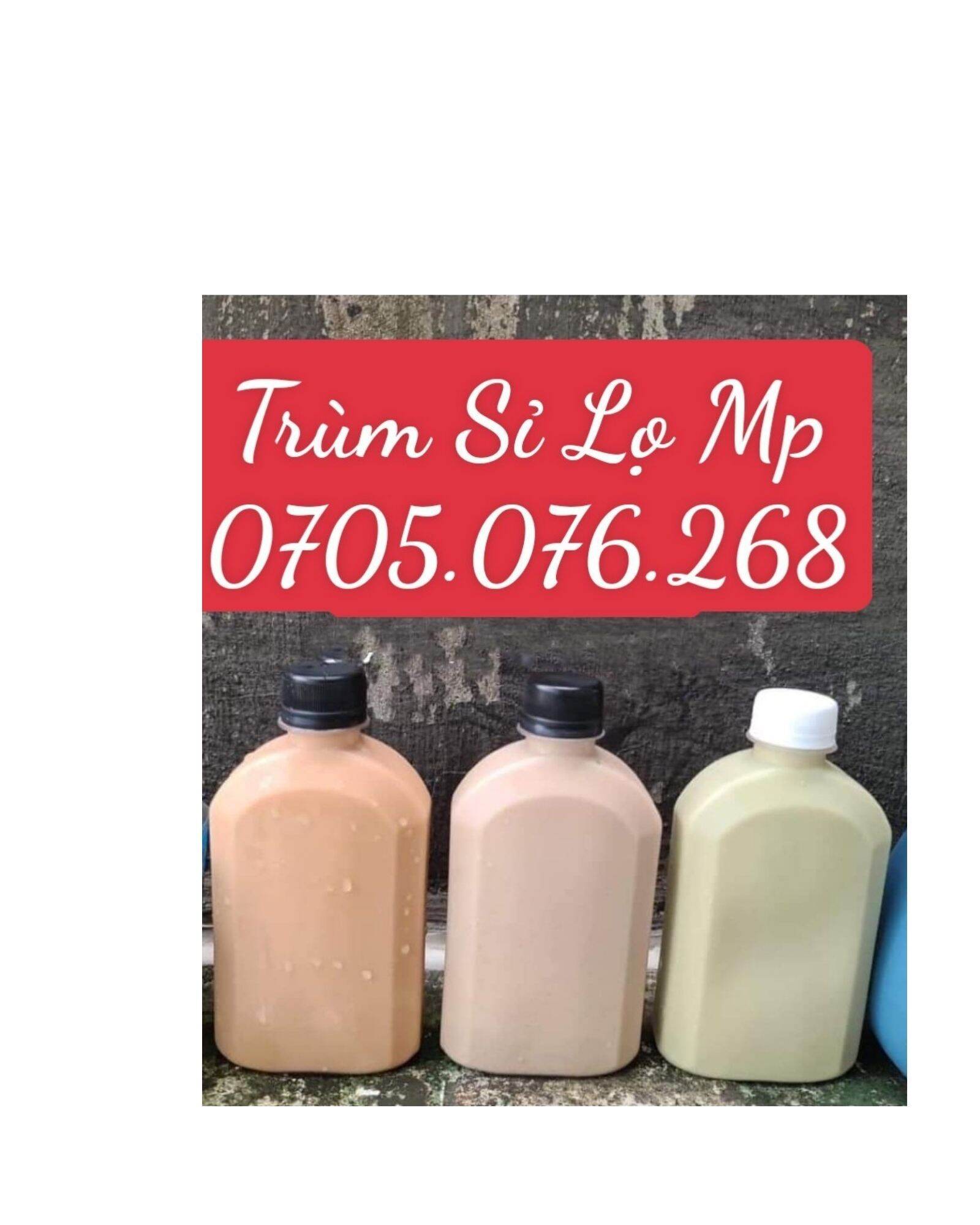 Combo 50 chai nhựa trà sữa 330ml dẹp ngang- sản phẩm đã kèm nắp đen
