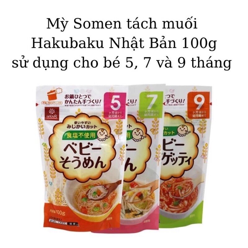 Mì somen/ bún khô tách muối Hakubaku cho bé từ 5m