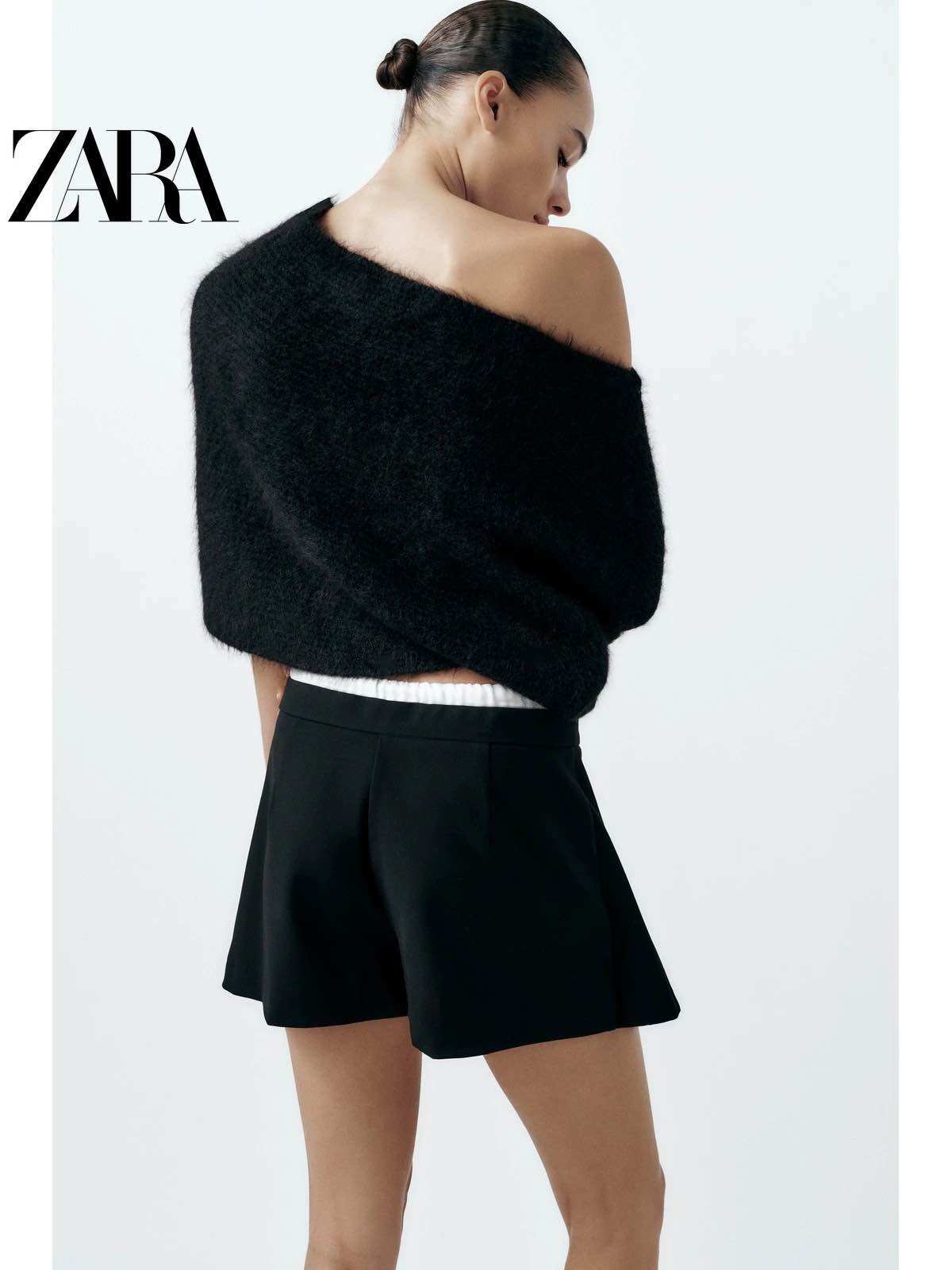 Chân váy Zara xếp ly cạp phối trắng 2 lớp