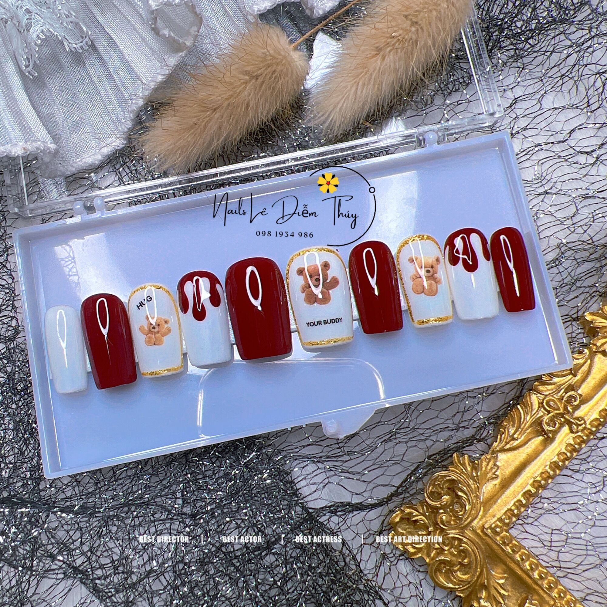 [Trends Nailbox] Thiết Kế Gấu Đỏ Màu Đỏ