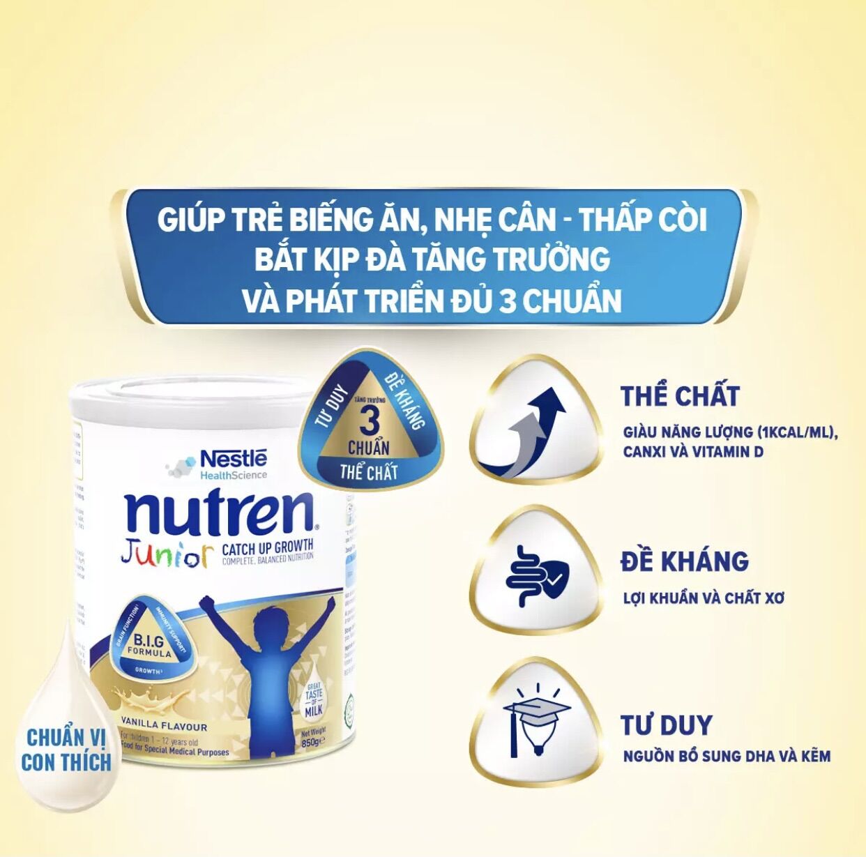 Sữa bột Nutren Junior 850g dành cho bé 1-12 tuổi