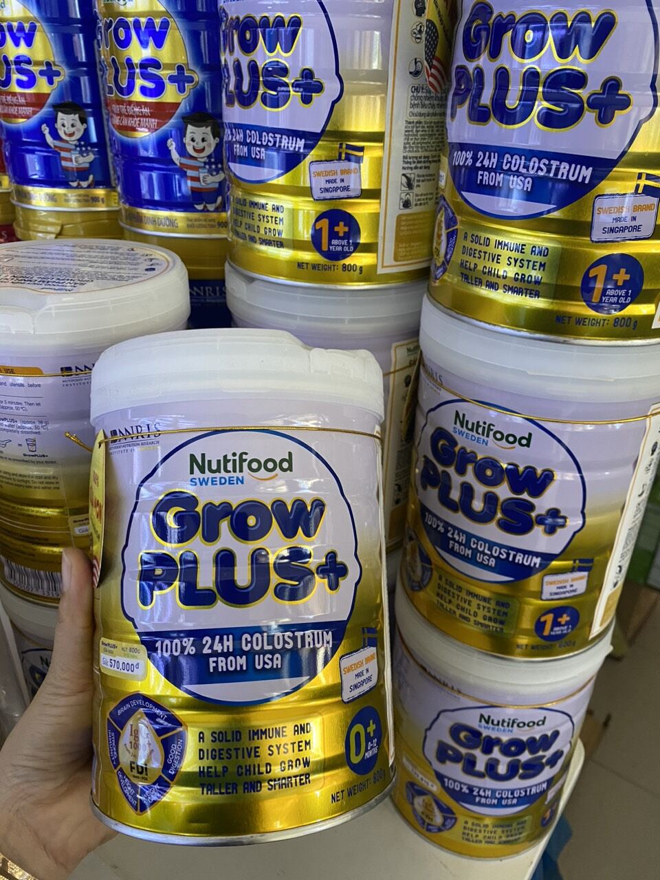 Sữa bột Grow Plus vàng  0+lon 800g(Date mới)