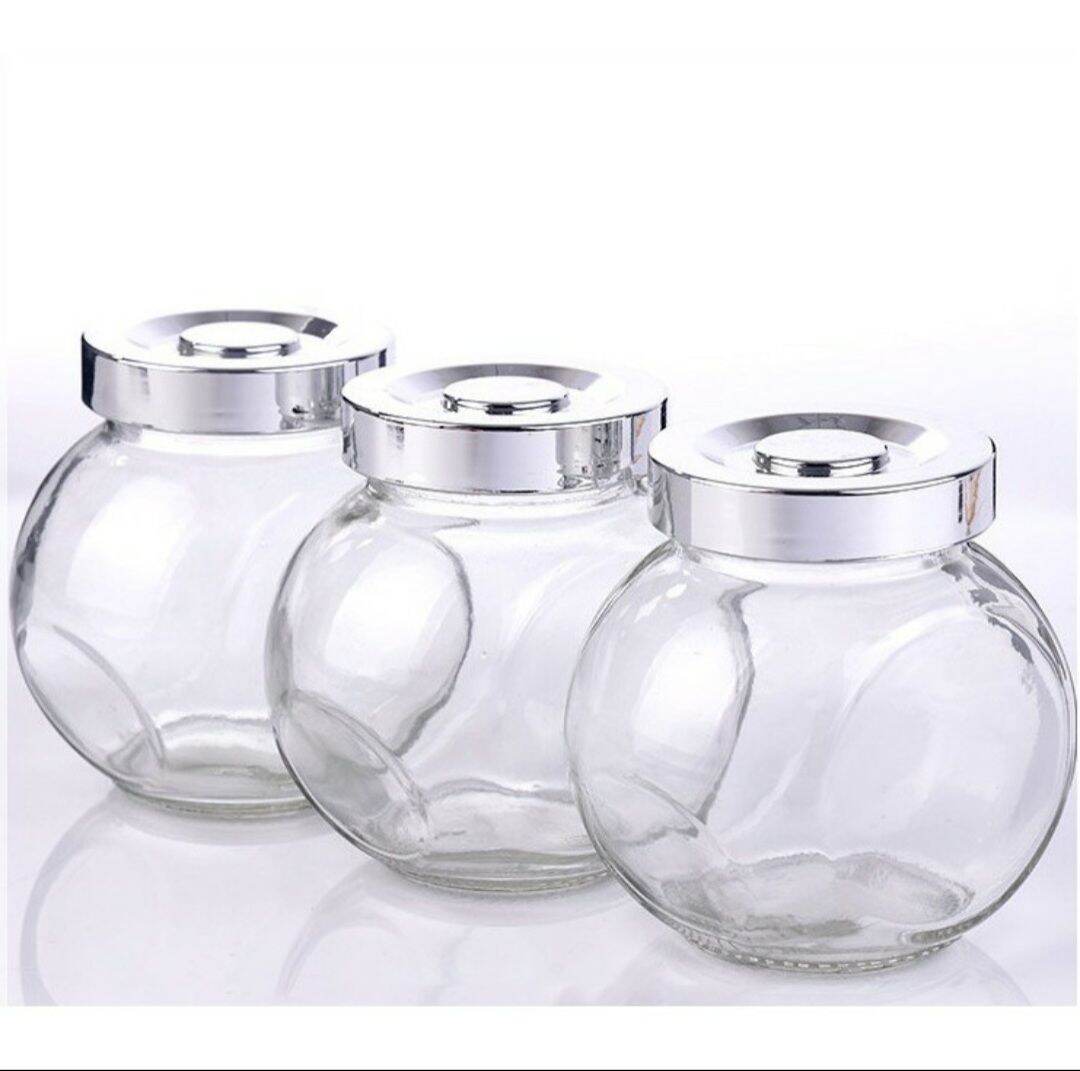 Hủ thủy tinh 2 đáy nắp Bạc 50ML 180ML 380ML